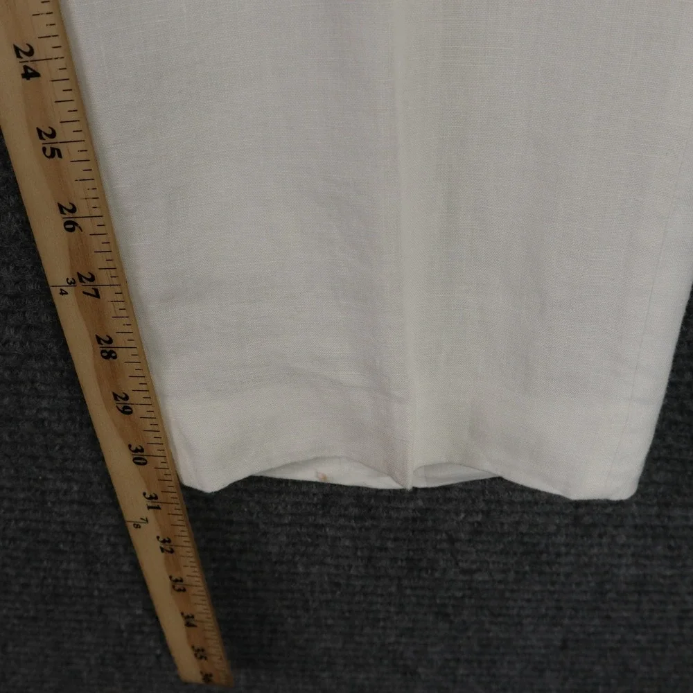 Calvin Klein Flat Front Mens 36x31 Linen Dress Pants White Summer Beach Wedding